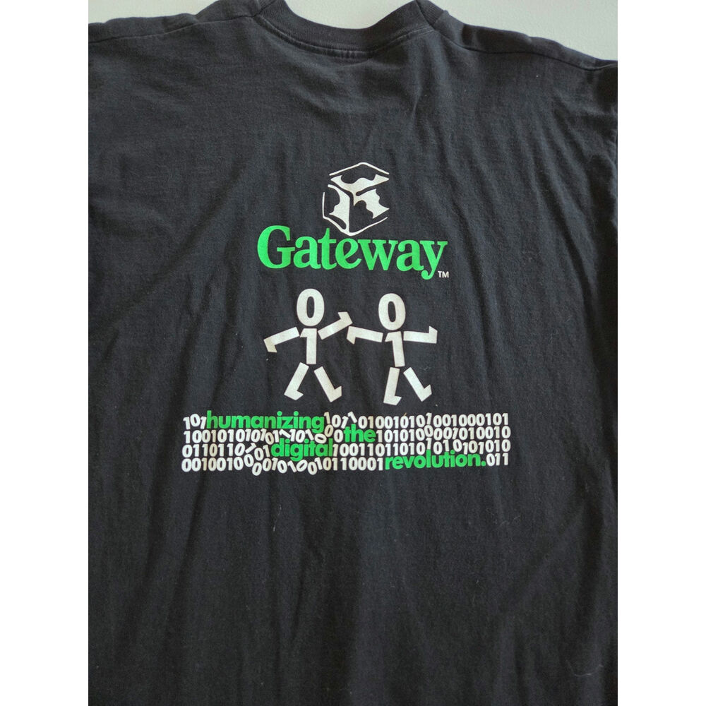 Vintage 90s Gateway Computer T Shirt Tech Promo Cow Logo Digital Revolution